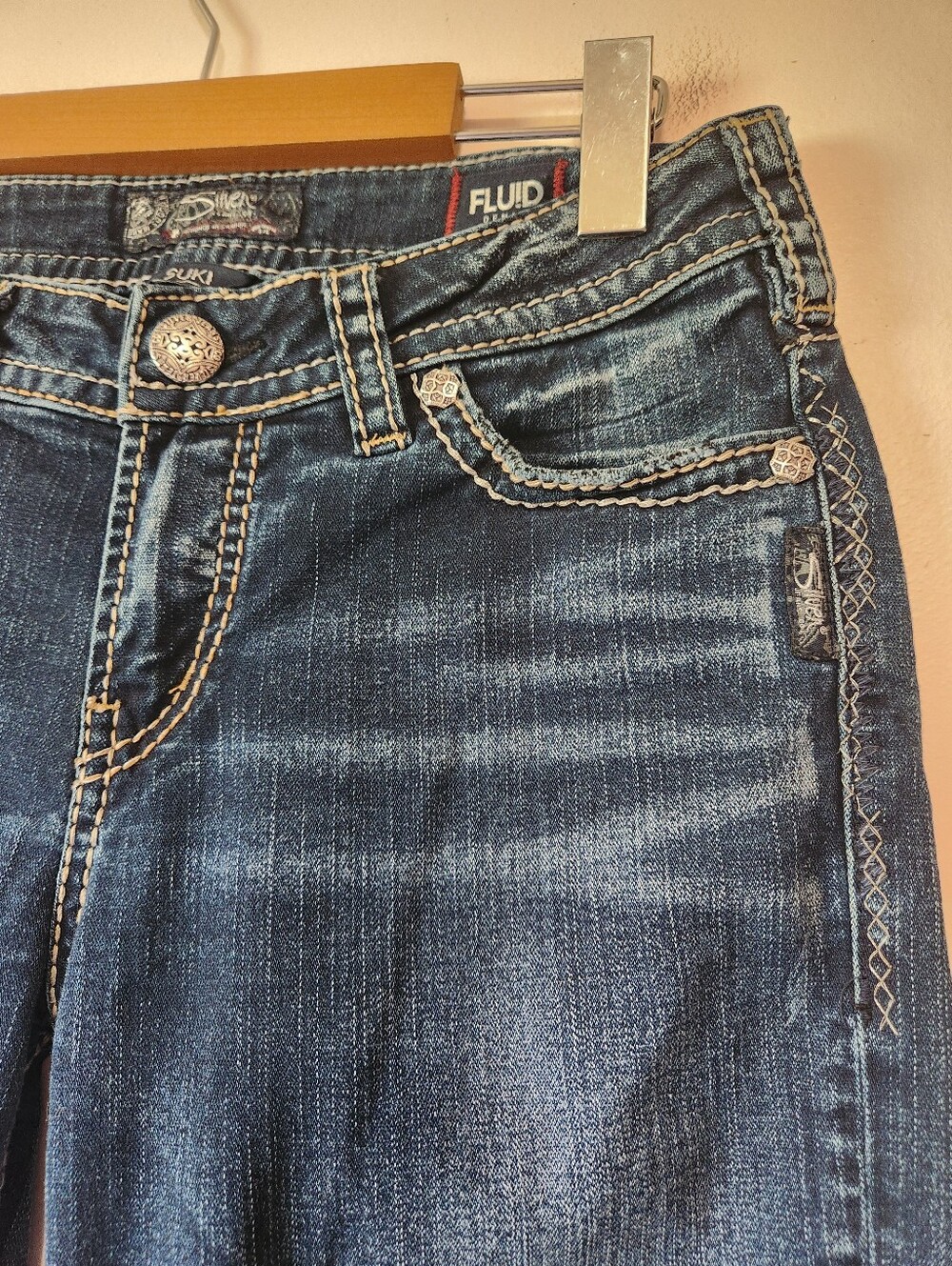 Silver Jeans Co. Suki Mid Straight Fluid Denim Sz W28 L34 Y2K 00s Aesthetic - Picture 4 of 14